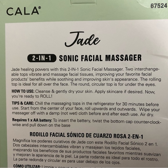 CALA Sonic Jade Facial Roller / Massager with Under Eye Stone. NIB - Picture 4 of 5
